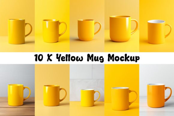 10 X Yellow Mug Mockup