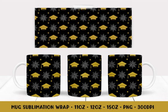 Graduation Hats Mug Sublimation Design