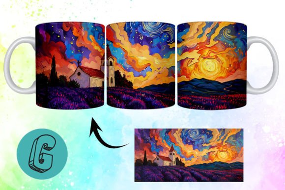 Oil Painting Lavender Field Mug Wrap 20
