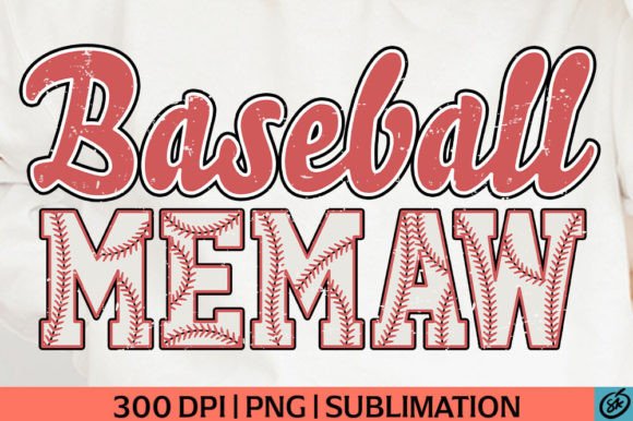 Retro Baseball Memaw PNG Sublimation DTF