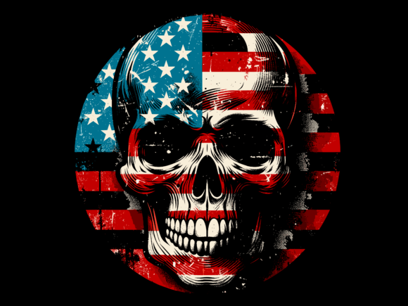 Skull American Flag 4th of July Vector