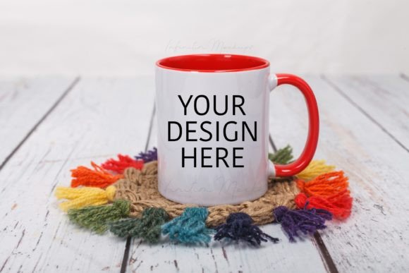 Two Tone Mug Mockup 11oz Red Handle