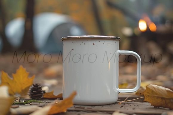 White Camping Coffee Mug Mockup